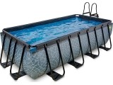 EXIT Stone pool 400x200 cm with sand filter pump - grey Framed pool Rectangular 7020 L