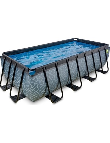 EXIT Stone pool 400x200 cm with sand filter pump - grey Framed pool Rectangular 7020 L