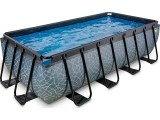 EXIT Stone pool 400x200 cm with sand filter pump - grey Framed pool Rectangular 7020 L