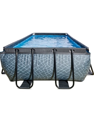 EXIT Stone pool 400x200 cm with sand filter pump - grey Framed pool Rectangular 7020 L