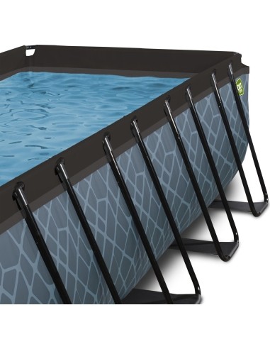EXIT Stone pool 400x200 cm with sand filter pump - grey Framed pool Rectangular 7020 L