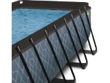EXIT Stone pool 400x200 cm with sand filter pump - grey Framed pool Rectangular 7020 L