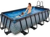 EXIT Stone pool 400x200 cm with sand filter pump - grey Framed pool Rectangular 7020 L