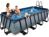 EXIT Stone pool 400x200 cm with sand filter pump - grey Framed pool Rectangular 7020 L