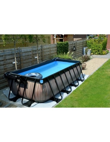 EXIT Stone pool 400x200 cm with sand filter pump - grey Framed pool Rectangular 7020 L