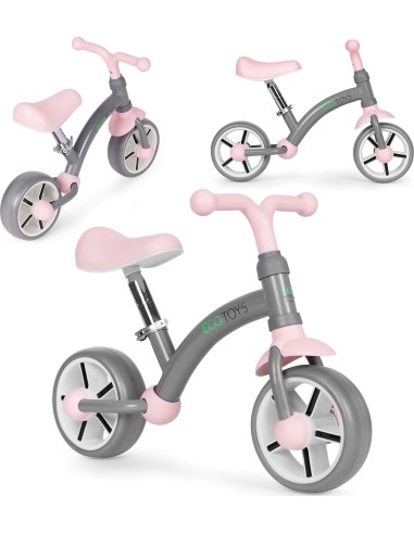 Vaikiškas triratukas ECOTOYS su EVA ratais ir reguliuojama sėdyne, pilkas