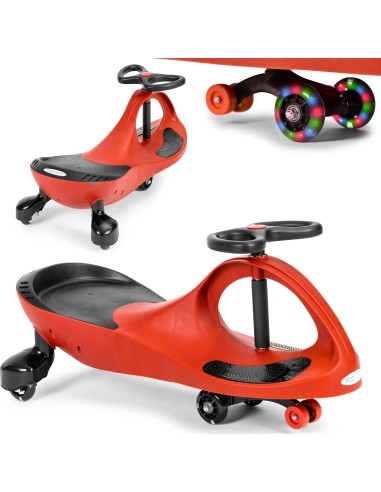Gravitacinė važiuoklė vaikams LED ratai raudona ECOTOYS