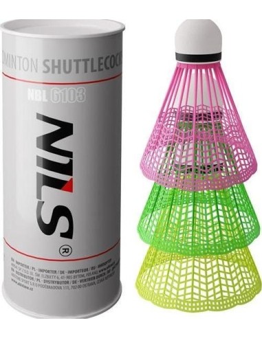 Nailoniniai badmintono plunksniukai Nils NBL6103, įvairiaspalviai, 3 vnt.