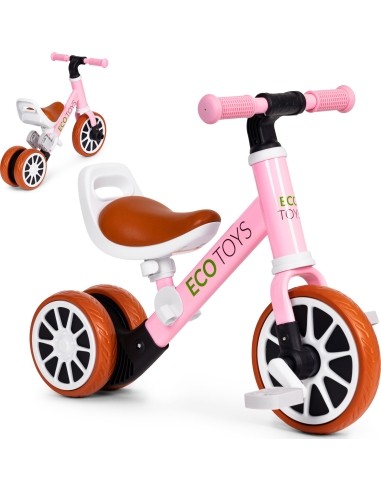 Krosinis triratukas su pedalais 2in1 rožinės spalvos ECOTOYS