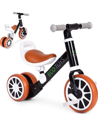 Bėgimo dviratis su pedalais 2in1 juodas ECOTOYS