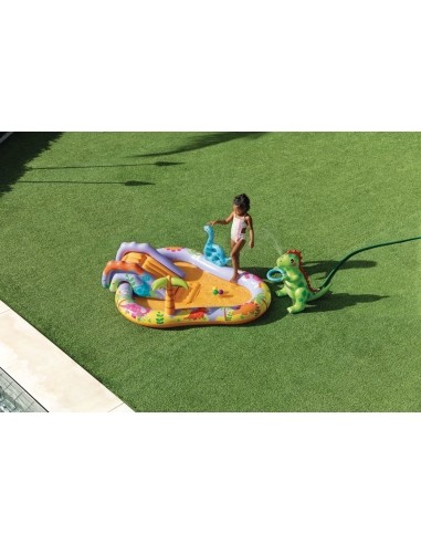 Inflatable pool for children water playground 201x157x69 cm slide fountain dinosaur INTEX 56139