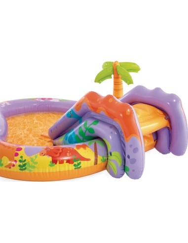 Inflatable pool for children water playground 201x157x69 cm slide fountain dinosaur INTEX 56139