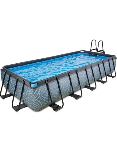 EXIT Stone pool 540x250 cm with sand filter pump - grey Framed pool Rectangular 12600 L