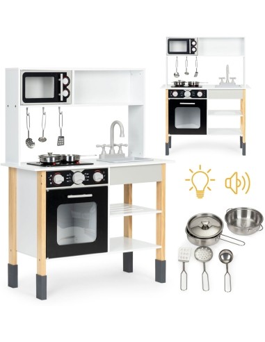 Wooden kitchen for kids oven burners microwave accessories ECOTOYS