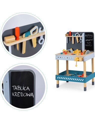 Wooden workshop with tools - 47 el. Ecotoys