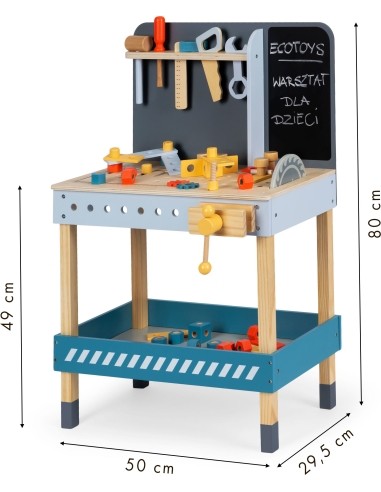 Wooden workshop with tools - 47 el. Ecotoys