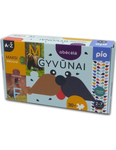 Educational puzzle ALPHABET animals (Lithuanian), 2+