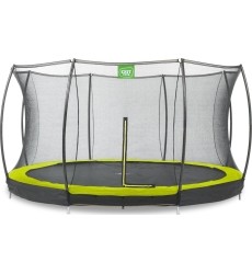 EXIT Silhouette ground trampoline ø366cm with safety net - green Outdoor Round Coil spring Sunken trampoline