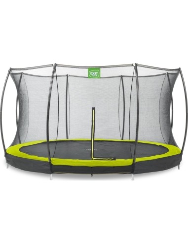 EXIT Silhouette ground trampoline ø366cm with safety net - green Outdoor Round Coil spring Sunken trampoline