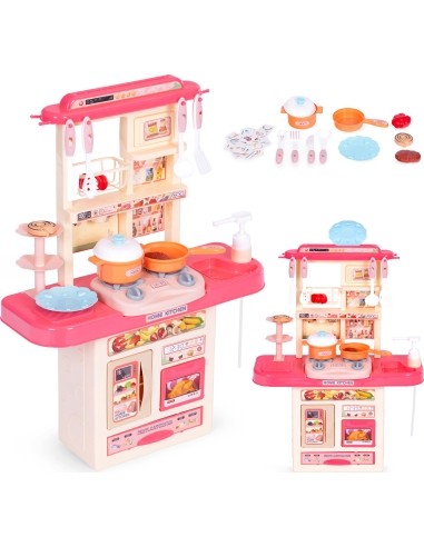 Kids kitchen sounds LED sink 10 accessories pink