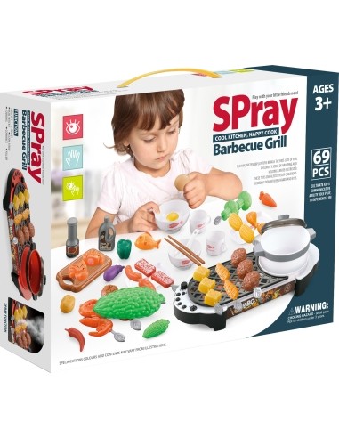Mini grill ECOTOYS with kitchen accessories for children