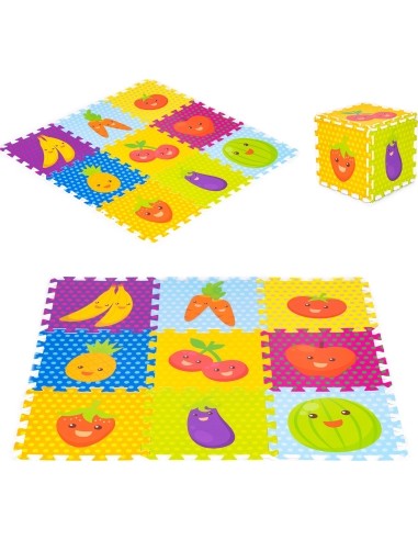 Foam mat for children fruit puzzle 9 elements 86x86cm IPLAY