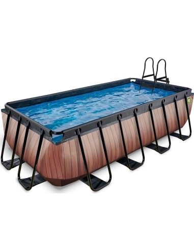 EXIT Wood pool 400x200 cm with sand filter pump - brown Framed pool Rectangular 7020 L