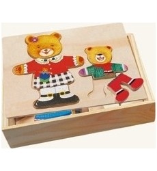 Wooden puzzle - game "Dress up two bears", 3+