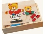 Wooden puzzle - game "Dress up two bears", 3+