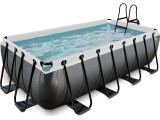 EXIT Black Leather pool 400x200x100cm with sand filter pump - black