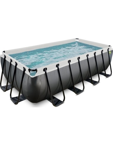 EXIT Black Leather pool 400x200x100cm with sand filter pump - black
