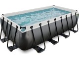 EXIT Black Leather pool 400x200x100cm with sand filter pump - black
