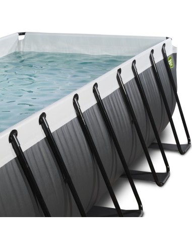 EXIT Black Leather pool 400x200x100cm with sand filter pump - black