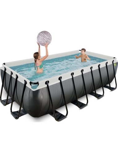 EXIT Black Leather pool 400x200x100cm with sand filter pump - black