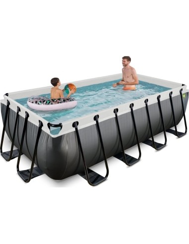 EXIT Black Leather pool 400x200x100cm with sand filter pump - black