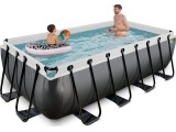 EXIT Black Leather pool 400x200x100cm with sand filter pump - black