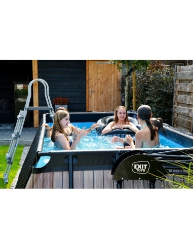 EXIT Black Leather pool 400x200x100cm with sand filter pump - black