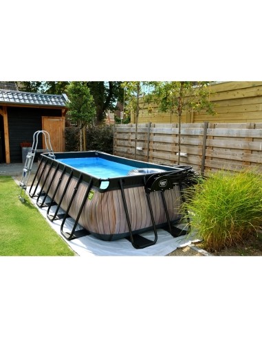 EXIT Black Leather pool 400x200x100cm with sand filter pump - black