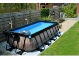 EXIT Black Leather pool 400x200x100cm with filter pump - black