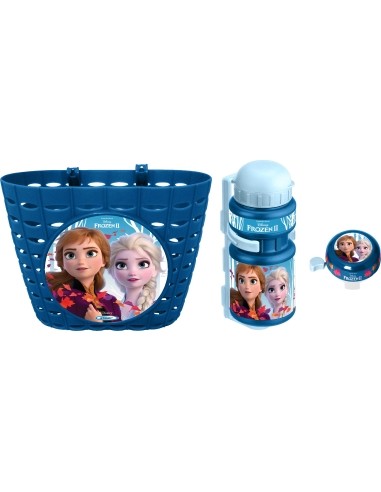 Bicycle Set Frozen (Basket, Water Bottle, Bell) – Blue