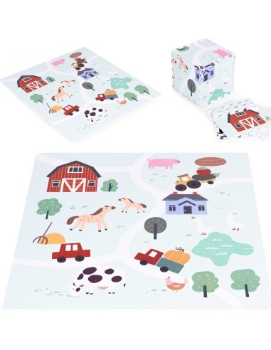 Large EVA foam mat for children Farm 90,5x90,5 cm 21 el. ECOTOYS