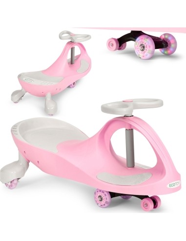 Gravitacinė važiuoklė vaikams LED ratai rožinė ECOTOYS