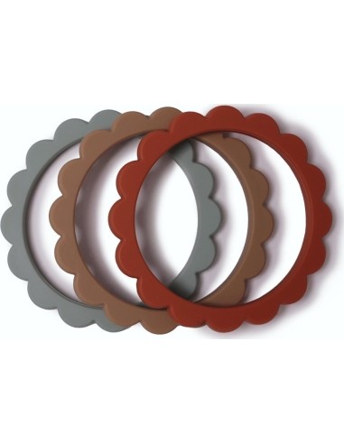 Kramtukai Mushie Flower Bracelet Cambridge Blue/Clementine/Natural, 3vnt.