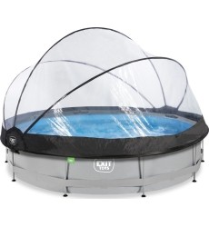 EXIT Soft Grey pool ø360x76cm with filter pump and dome - grey