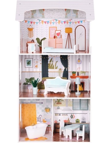 Alice doll house 3 floors 4 rooms set of 9 furniture ECOTOYS