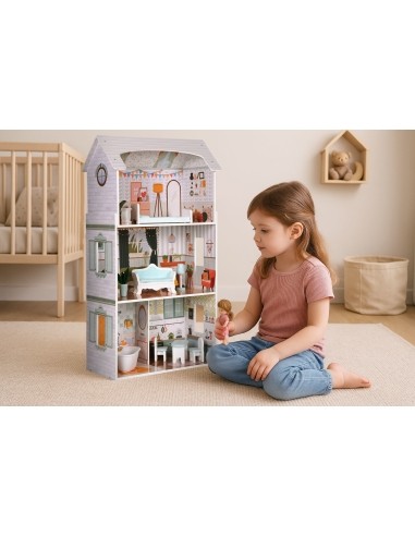 Alice doll house 3 floors 4 rooms set of 9 furniture ECOTOYS