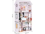 Alisos lėlių namelis 3 aukštų 4 kambarių 9 baldų komplektas ECOTOYS