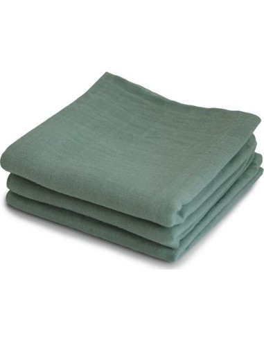 Muslin Cloths Mushie Roman Green, 3-Pack