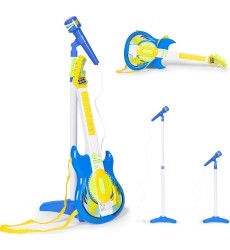 Electric guitar set microphone tripod for kids mp3 - blue