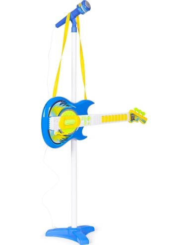 Electric guitar set microphone tripod for kids mp3 - blue